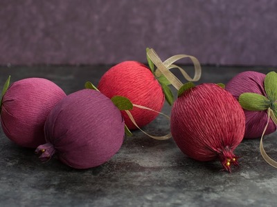 How To Make Pomegranate Ornaments with Crepe Paper
