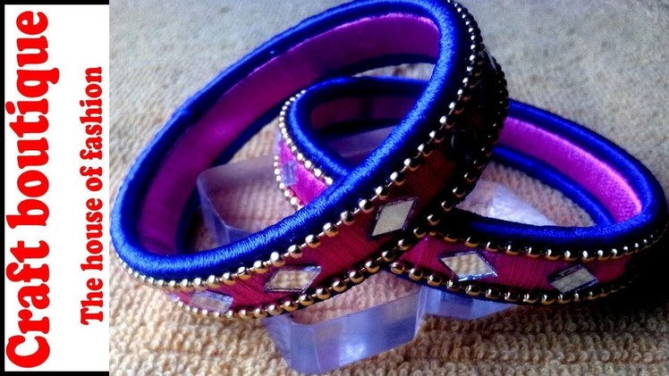 HOW TO MAKE SIMPLE SILK THREAD BANGLE USING OLD GLASS BANGLES