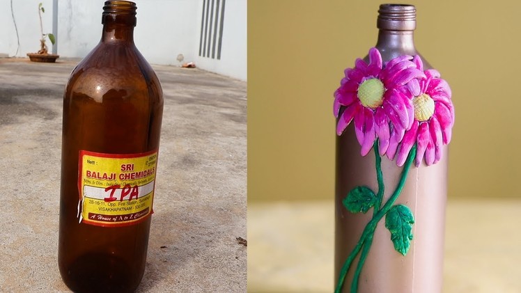 HOW TO RECYCLE GLASS BOTTLE WITH CLAY | SHILPKAR  CLAY CRAFTS |