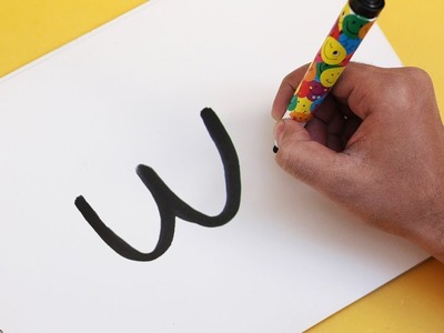 How to turn Letter "W" into a Cartoon Christmas WREATH ! Learn drawing art on paper for kids