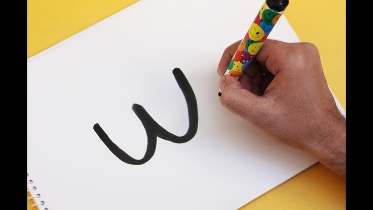 How to turn Letter "W" into a Cartoon Christmas WREATH ! Learn drawing art on paper for kids
