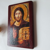 Jesus Christ art Jesus Pantocrator icon Byzantine Orthodox Catholic icon Jesus painting 5 1/3 X 8 1/2 Christian Catholic art Gift for Easter