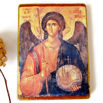 Orthodox Icon of St. Michael the Archangel Byzantine Religious Christian Catholic Orthodox icon 5 1/3 X 7" Christian art Gifts for Easter