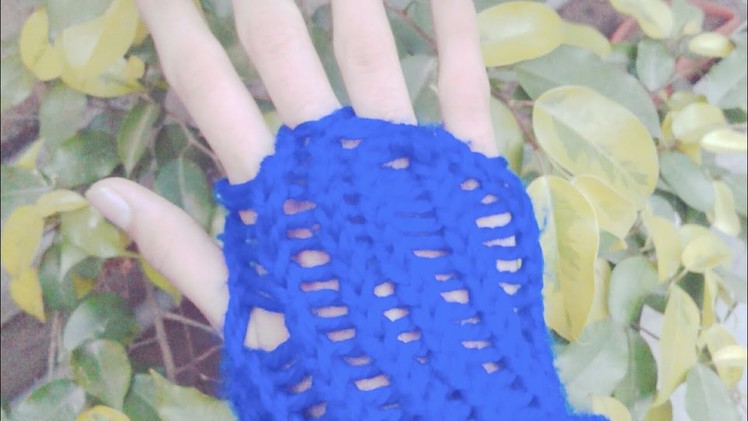 Tutorial of knitting fingerless gloves on rectangular loom