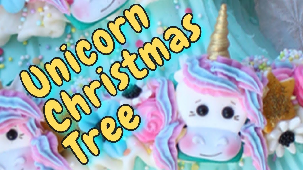 Unicorn Christmas Tree Cake in Buttercream with Fondant Decorations - HOW TO MAKE A UNICORN CAKE