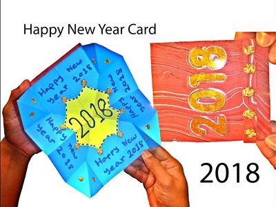 Very Easy : How to make new year magical card 2018. New year card 2018