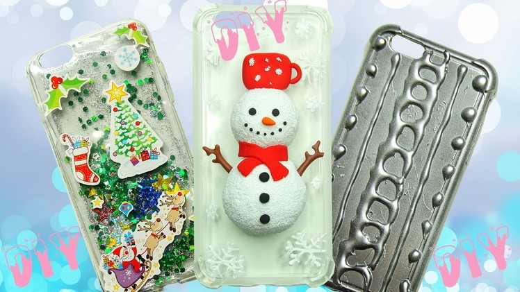 3 DIY WINTER PHONE CASES - How To Make Sparkly Phone Case - Snowman Phone Case