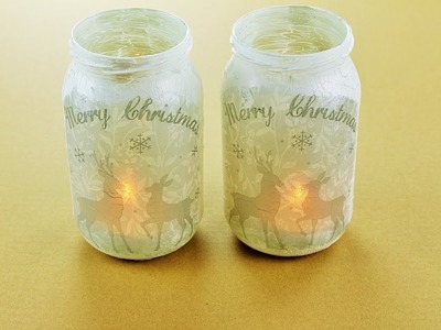 Decoupage Christmas Lanterns Jar - Fast & Easy Tutorials - DIY