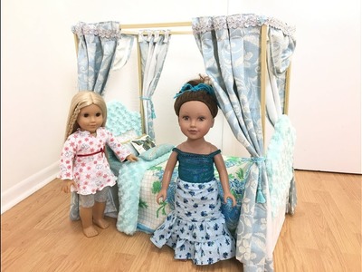 Diy cardboard canopy bed for 18 inches dolls part 3# American girl doll # Bedding set