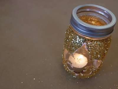 DIY Fleur-de-lis glitter candle