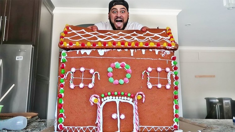 DIY GIANT GINGERBREAD HOUSE!! (BIGGEST GINGERBREAD HOUSE ON YOUTUBE)