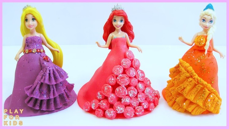 DIY How Make Super Play Doh Princess Dresses Rapunzel Elsa Ariel MagiClip Play Doh ❤️ ????