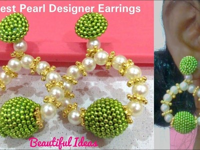 DIY.How to Make Silk thread Designer Pearl Earrings.Hangings. Pearl Designer Earrings Making at home