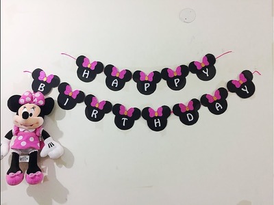 DIY Minnie Mouse banner for birthday party decorations|Minnie mouse garland