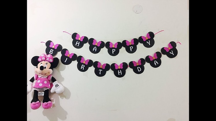 DIY Minnie Mouse banner for birthday party decorations|Minnie mouse garland