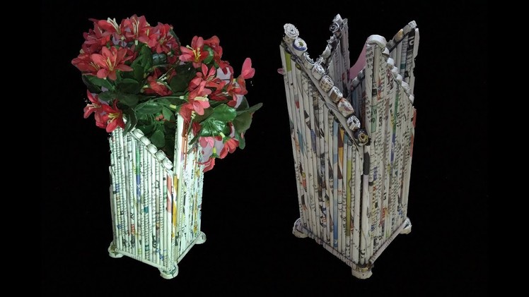 DIY |  Newspaper Flower Vase |  Newspaper Crafts | Best out of Waste | Art With Neha 109
