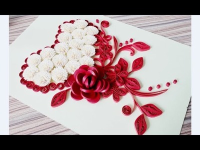 DIY Paper quilling Flower Card Design 33. Quilling Heart . Quilling love