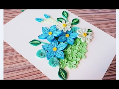 DIY Paper quilling Flower Card Design 32. Quilling flower card. Greeting Card