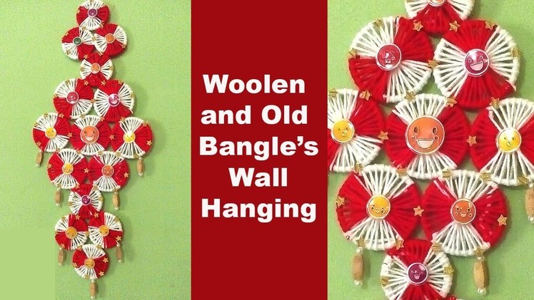 DIY wall hanging with woolen and old bangles | Room Decore idea | Waste bangles wall hanger
