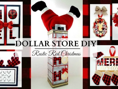 Dollar Store DIY'S ~ Rustic RED Christmas Decor ~ Buffalo Check Theme!