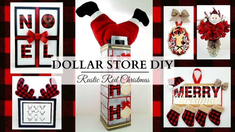 Dollar Store DIY'S ~ Rustic RED Christmas Decor ~ Buffalo Check Theme!