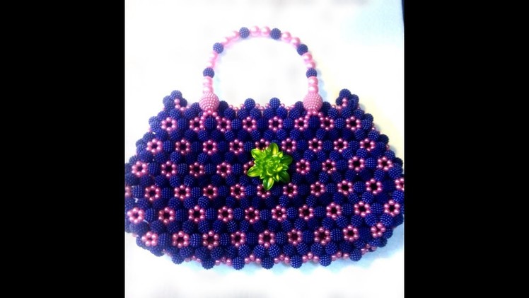 How to make a beaded party bag.diy lichu beads bag.part:2