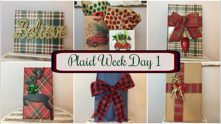 PLAID WEEK DAY 1 | DOLLAR TREE DIY: Plaid Gift Wrapping PT 1