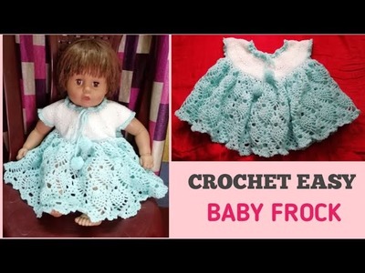 *VERY EASY* HOW TO CROCHET WOOLEN BABY FROCK. PINEAPPLE STITCH.IN HINDI#tutorial #umacreations