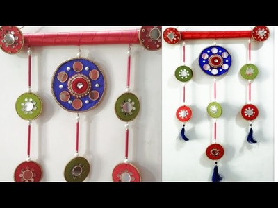 Wall hanging making with waste bangles at home.DIY wall decoration with cd and bangles
