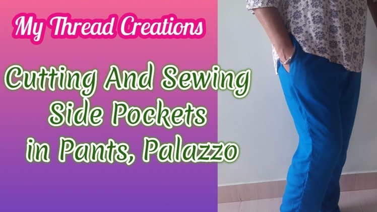 Cutting and Sewing Side Pockets in Pants Palazzo English Subtitles