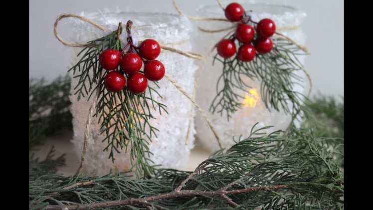 DIY CHRISTMAS DECORATIONS | DIY Mason Jar Candle Holders