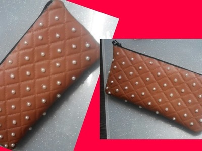DIY how to make no sew  foam.leather clutch. purse. pouch