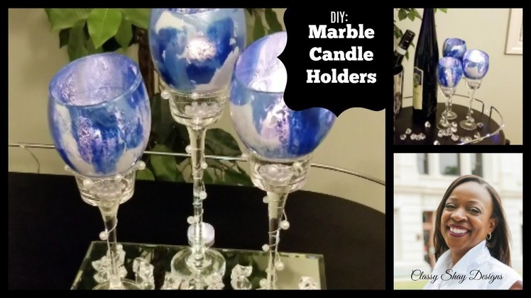 DIY: Marble Dollar Tree Candle Holders |Home Decor