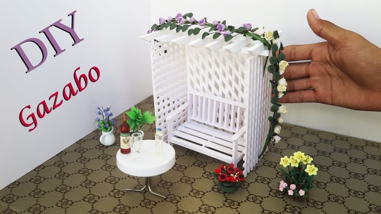 DIY  Miniature Gazebo & Fairy Garden | Handmade dollhouse