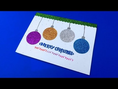 Easy Handmade Christmas Card | Glitter Ornaments Holiday Card Idea