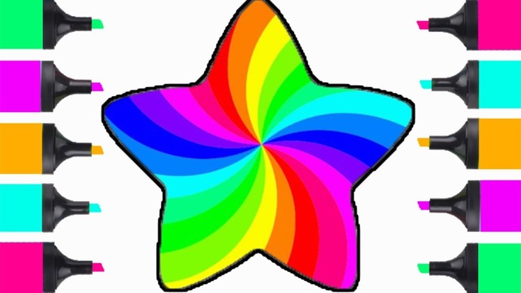 How To Draw Beautiful Rainbow Star | Coloring Pages For Kids | Learn Rainbow Coloring