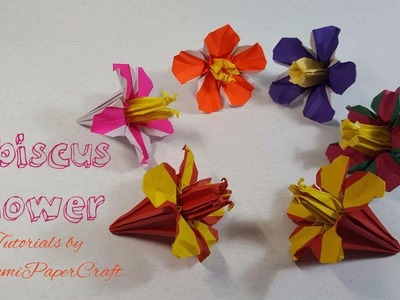 How To Make Origami Hibiscus Flower ????(Hoa Dâm Bụt ) Tutorials by OrigamiPaperCraft