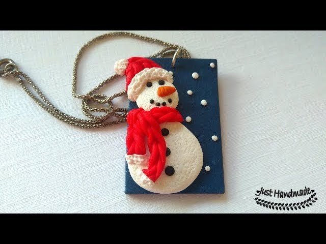 ~JustHandmade~ Easy polymer clay (fimo) snowman pendant tutorial