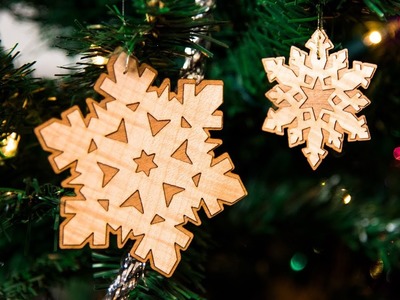 Laser Cutting Veneer Snowflakes - Christmas Ornaments.Christmas Decorations