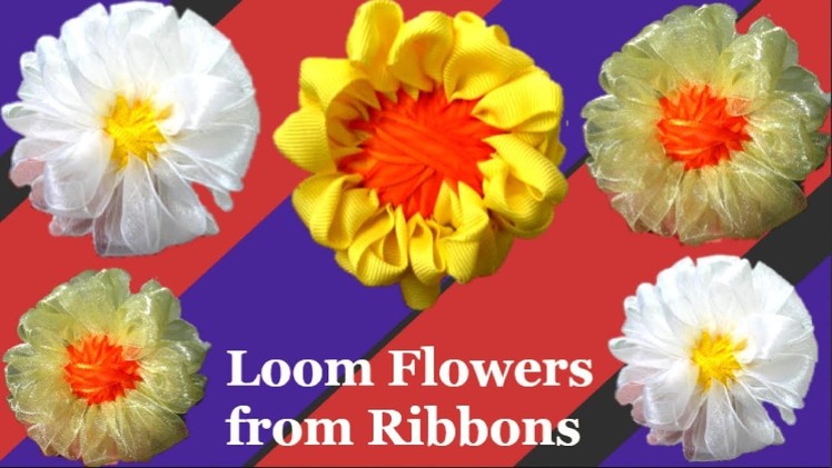 Loom flower with handmade loom maker step by step|Satin ribbon craft idea.Easy loom flower making