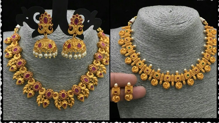 New Arrivals 1 Gram gold jewelry with price || Latest matt finsih Necklace with price