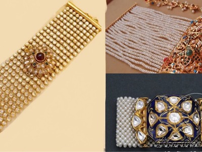 New Kundan bracelet design ideas Lehenga, saree, kurta.Indian jewelry ideas.Moti Kundan bracelet