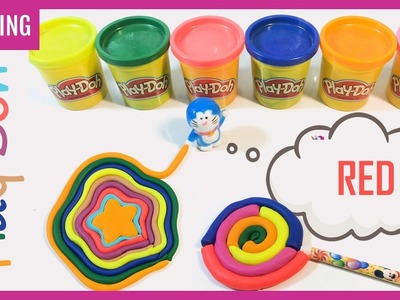 Play Doh Colorful Candy Box And Rainbow Star By Rolling Pins | Learn Colors With Doraemon For Kids