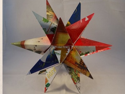 Recycled Christmas Card 3-D Star Decoration- with yoyomax12