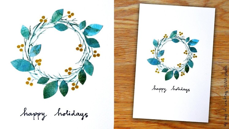 Simply Pretty - Winter Wreath Card in Watercolor for Christmas, Holiday or Season's Greetings