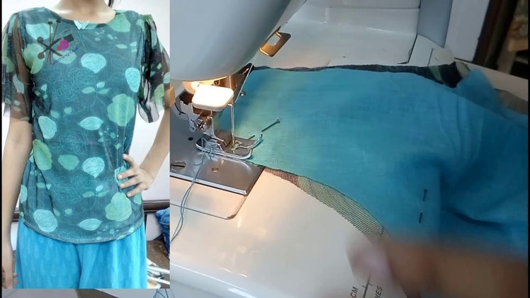 नेट कपडे के टॉप की सिलाई Make Net Fabric Top cut silai net lace lining kurti suit silai blouse Hindi