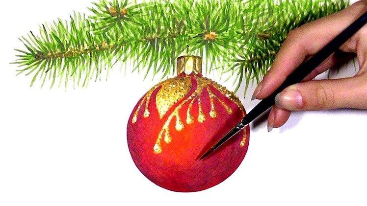 Watercolor Painting of Christmas Ornaments #painting #Christmas #christmasornaments