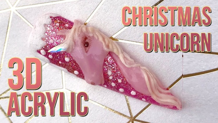 3D Sculpted Acrylic Unicorn - Kirsty's Christmas Tree Decoration Nail Design -