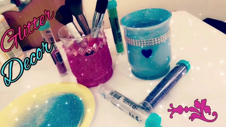 D.I.Y Glass Decoration | DIY Glitter Makeup Brush Holder