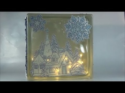 DIY decorate a lighted glass block.Διακοσμώ φωτιστικό-υαλότουβλο